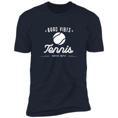 This "Good Vibes Tennis" T-shirt is the perfect shirt to show your positive attitude on the court! Whether you're crushing your opponents or just enjoying a leisurely game with friends, this shirt will let everyone know that you're there to have a good time. Made of soft and comfortable cotton, this shirt is sure to be a favorite in your tennis wardrobe. Or a perfect gift for your most positive tennis friends! 4.3 oz, 100% ring spun combed cotton jersey Heather Gray 90% cotton/10% polyester; Fab Sporty Screen Print T-shirt For Tennis, Casual Tennis T-shirt With Moisture-wicking, Casual Moisture-wicking Tennis T-shirt, Sports Season T-shirt With Team Name For Pickleball, Pickleball Sports Season Graphic Print T-shirt, Sporty Tennis T-shirt With Screen Print, Pickleball Sports Season Graphic T-shirt, Crew Neck Tennis T-shirt With Team Name, Tennis Graphic Tee With Crew Neck