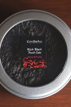 a round metal tray with a label on it