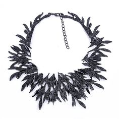 PRICES MAY VARY. Material: Bib necklace made by alloy and unique leaf shape, the workmanship is exquisite and have good color retention, not easy to fade and lightweight. Please avoid long-term water immersion and wind blowing in the sun. Black Choker Necklace: Chain length: 45cm/17.72" with 7cm/2.76" extender chain. It can match with suitable apparel for different even. You could adjust the length with the extra chain. Statement Collar Necklace: Fit for women and girls. The stunning design will Statement Collar Necklace, Statement Choker Necklace, Trendy Necklaces, Choker Collar, Necklace Women, Fashion Jewelry Necklaces, Collar Necklace, Accessories Necklace, Vintage Necklace