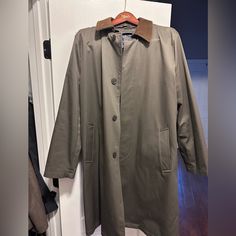 Raincoat In Mint Condition. Never Worn. I Got The Wrong Size And Can’t Return. Tags See Still Attached. Size Says 40r. I Wear A Large In Just About Anything And Fits Perfect Winter Gabardine Raincoat With Long Sleeves, Winter Long Sleeve Gabardine Raincoat, Winter Gabardine Raincoat, Classic Long Sleeve Fall Raincoat, Classic Winter Raincoat For Work, Classic Long Sleeve Raincoat For Work, Classic Long Winter Raincoat, Classic Raincoat With Pockets, Classic Long Sleeve Raincoat With Pockets