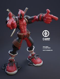 a deadpool action figure is posed in front of a black background with the caption deadpool