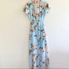 Floral Maxi Dress Blue Beautiful Maxi Summer Dress Beautiful Maxi Floral Summer Dress With Sexy Back Slip! Perfect For Summer Dates Or Get Togethers With Family/ Friends! Size: All Measurements In Pictures! Condition: Brand New! Only Tried In Once! Summer Light Blue Short Sleeve Maxi Dress, Blue Feminine Short Sleeve Maxi Dress, Feminine Blue Maxi Dress With Short Sleeves, Feminine Blue Short Sleeve Maxi Dress, Light Blue Floral Print Maxi Dress With Short Sleeves, Feminine Blue Maxi Dress For Beach, Light Blue Fitted Maxi Dress For Beach, Fitted Light Blue Maxi Dress For Beach, Light Blue Fitted Maxi Dress For Day Out