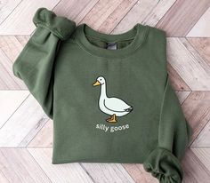 Goose Sweater, Silly Goose University, Goose Sweatshirt, Funny Goose, University Shirt, Funny Sweaters, Silly Goose, Aunt Gifts, Funny Sweatshirts