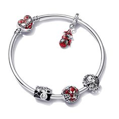 From Pandora, complete your collection with the Marvel Spider-Man Full Collection Bracelet Set featuring Spider-Man charms and bangle bracelet. Bracelet measures 7.5 inches. Pandora Style #: NAMPS0369 Spider Man Pandora Charm, Spider Man Pandora Bracelet, Luxury Red Metal Bracelets, Luxury Red Metal Bracelet, Elegant Charm Bracelet Bangle, Elegant Beaded Charms Bangle Bracelet, Elegant Charm Bangle Bracelet, Elegant Beaded Bangle Bracelets With Charms, Elegant Red Charm Bracelet