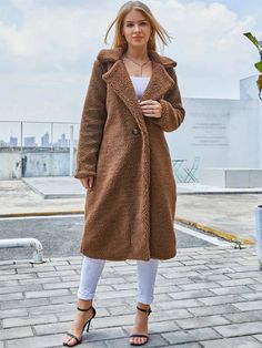 Women Overcoat Single Button Teddy Midi Coat Winter - Etsy