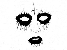 a black and white drawing of a woman's face with blood dripping from her eyes