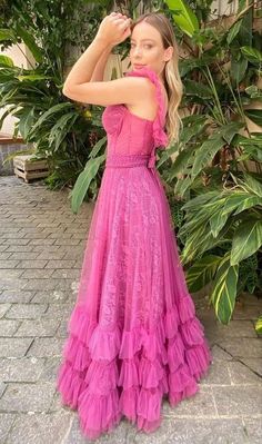 Dress For Formal Pink Tulle Sleeveless A Line Prom Dress Floor Length – Weitese Dress Dream Prom Dress, Look Rose, Dream Prom