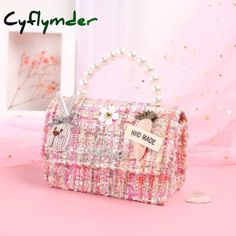 Korean Kids Purses And Handbags Mini Crossbody Cute Girls Pearl Hand Bags Tote Little Girl Small Small Coin Pouch, Korean Kids, Kids Purse, Rose Girl, Purple Girls, Party Purse, Purse Gift, Pink Rabbit, Bags Tote