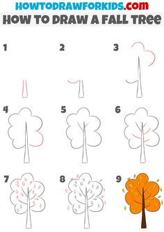 how to draw a fall tree for kids with easy step by step instructions and pictures