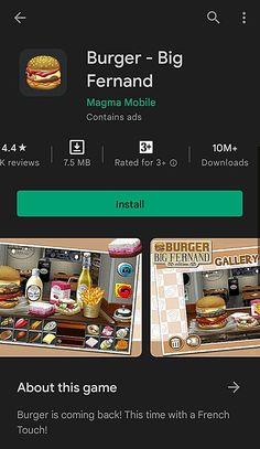 the menu for burgers and fries is displayed on an iphone screen with other items