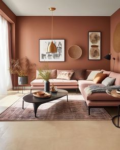 a living room filled with furniture and decor on top of a carpeted floor next to a window