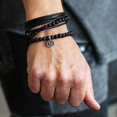 Leather Silver Bracelet, Silver Bracelet Designs, Men's Outfits, Stone Wrapping, Hand Bracelet, Rustic Jewelry, Wrap Bracelets, Mens Leather Bracelet, Bracelet Black