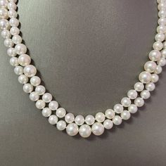 Fine Quality Japanese Akoya Pearl Diamond Necklace 16-17" 14k W Gold 0.66 TCW Certified $9,790 216993This is a Unique Custom Made Glamorous Piece of Jewelry!Nothing says, “I Love you” more than Diamonds and Pearls!This Japanese Akoya pearl necklace has been Certified, Inspected, and Appraised by Gemological Appraisal LaboratoryGemological Appraisal Laboratory of America is a proud member of:- GIA Alumni Association- National Association of Jewelry Appraisers- International Consortium Gem-Testing Anniversary Pearl White Double Strand Necklace, Luxury White Double Strand Necklace, Classic Double Strand Wedding Necklaces, Formal White Single Strand Diamond Necklace, Double Strand Akoya Pearl Necklace, Fine Jewelry Single Strand Necklace For Anniversary, White Double Strand Jewelry For Anniversary, Formal Double Strand Pearl White Jewelry, White Double Strand Pearl Necklace For Formal Occasion