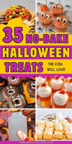 halloween treats with the words 35 no bake halloween treats