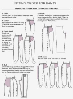 the pattern for pants is shown in three different ways