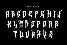 some type of font that is white and black with the letters uppercase on it