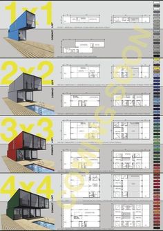 an architectural drawing shows the different sections of a house, including two floors and three levels