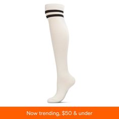 in stock White Knee-high Winter Hosiery, White Knee-high Casual Stockings, White Casual Knee-high Stockings, Casual White Knee-high Stockings, White Knee-high Hosiery For Spring, White Casual Winter Hosiery, Casual White Winter Hosiery, Casual White Hosiery For Winter, White Thigh High Casual Stockings