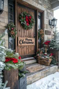 Christmas Front House Decor, Victorian Christmas Porch, Christmas Outdoor Signs, Old House Christmas Decor Front Porches, Sun Porch Christmas Decor, Apartment Porch Decor, Rustic Christmas Porch Wall Art, Christmas Signs Wood Front Porches Overstock, Holiday Porch Signs Overstock