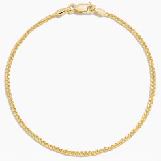 Dakota 6.5 in. Wheat Chain Bracelet - 14K Yellow Gold. Tightly woven links form a contemporary look in this wheat chain bracelet that can be worn on its own for a daily look or added to a stack for a bolder feel. Daily Look, Chain Bracelet, Wheat, Jewelry Bracelets, Jewelry Accessories, Yellow Gold, Bracelet, My Style, Chain