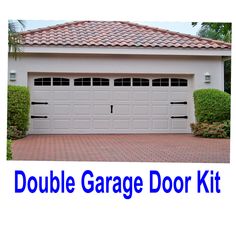 a garage door with the words double garage door kit in front of it and an image of