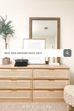 the best ikea dresser hack is on display in this room with an old typewriter