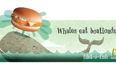 a banner with an image of a sandwich on top of a whale