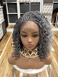 Grey Braids For Black Women, Grey Crochet Braids, Grey Box Braids, Braided Twist, Grey Hair Inspiration, Fashion Wigs, Grey Wig, Box Braid Wig, Crochet Braids Hairstyles