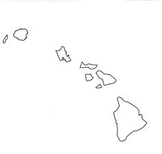 a black and white map of the island of hawaii with four islands on it's side