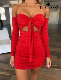 Top Rated Sexy Off Shoulder Dress Red -TT Classy, Stunning Womens Dresses Hoco Inspo, Spring Fashion Trends, Mini Dress Casual, Fashion Tips For Women, Red Outfit, Long Sleeve Bodycon, 80s Fashion, Modest Dresses, Mini Dress Party