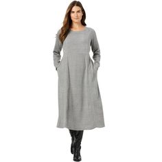 This textured thermal dress with an empire waist designed with feminine princess seams. The roomy A-line silhouette offers a cling-free fit for total comfort. Thermal Dress, Maxi Bodycon Dress, Plus Size Petite, Ballet Dress, Mini Skater Dress, Woman Within, Princess Seams, Midi Short Sleeve Dress, Women Midi