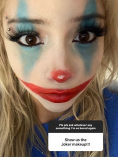 Clown Makeup Face Paint, Clown Makeup Eyeshadow, Pretty Clown Makeup Halloween, Clown Face Paint Kids Easy, Pre Shower Makeup Ideas Funny, Pre Shower Makeup Ideas Crazy, Halloween Makeup Ideas Clown, Preshower Makeup Ideas, Clown Face Paint Ideas