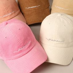 - MAMA embroidered on corduroy 6-panel design hap- One size fits most- Cotton CareHand wash cold. Hang dry. Embroidered Corduroy, Embroidery Hat, Pink Embroidery, Hat Embroidery, Hanging Dryer, Panel Design, Mocha, Baseball Cap, Baseball