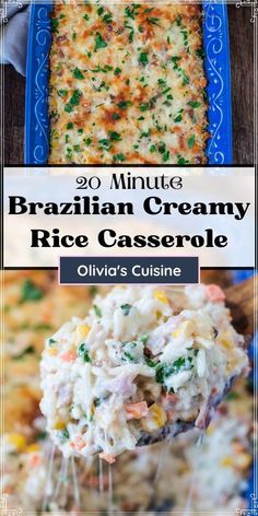 mexican creamy rice casserole recipe with text overlay