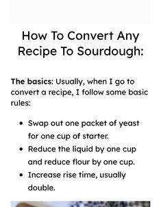 a recipe book with instructions for how to convert any recipe to sourdough