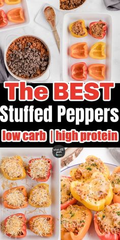 the recipe steps fort making Italian stuffed bell peppers Stuffed Peppers Without Rice, Stuffed Peppers With Ground Beef, Best Stuffed Peppers, Cooking Peppers, Low Carb Stuffed Peppers, Italian Stuffed Peppers, Keto Stuffed Peppers, Keto Gluten Free, Stuffed Peppers Healthy