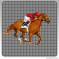 Race Horse  Houndzstooth Coasters Race Horse, Gift Pack, Gift Packs, Horse Racing, Mouse Pad, Coasters, Party Ideas, Horses, Pattern