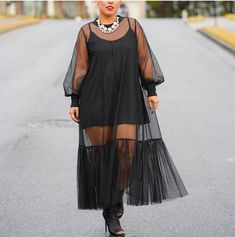 Sheer. Great over a dress or jeans. Looks great belted. Allow 2-5 business days for delivery Black Sheer Dress Outfit, Sheer Dresses Outfit, Black Vibe, Mimi G Style, Mimi G, Tulle Dresses, Dress Weights, Up Theme