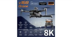 an advertisement for the new djro v168 drone with instructions on how to use it