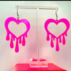 Brand New Acrylic Earrings. They Are Large Transparent Neon Pink Melting Heart Earrings. These Are Perfect For Valentines, Halloween Or Any Punk Outfit. Punk Heart-shaped Earrings, Punk Heart-shaped Pierced Earrings, Trendy Pink Heart Earrings Pierced, Punk Style Heart Shaped Earrings For Gift, Trendy Pierced Heart Earrings For Party, Punk Heart-shaped Earrings For Gifts, Punk Style Heart Earrings For Gift, Punk Heart Earrings As A Gift, Punk Style Heart-shaped Earrings As Gift