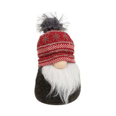 The Red Sweater Beanie Gnome is a decorative Winter plush made of soft gray felt fabric with a fuzzy white beard and round nose. The gnome features a knit beanie, made of red, white, and sparkly gray thread and topped with a whimsical gray fabric pom. The bottom of the gnome is weighted with beads, ensuring a secure freestanding display on any shelf or tabletop during the Winter and Christmas seasons. | The Holiday Aisle® Red Sweater Beanie Gnome | 9 H x 4 W x 4 D in | Wayfair Floral Candle Rings, Wreath Stand, Ring Wreath, Round Nose, Winter And Christmas, Framed Flag, Wax Melters, White Beard, Gray Fabric