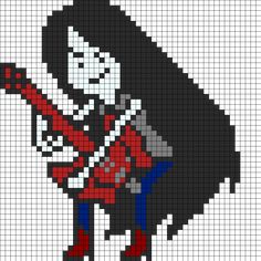 Kandi Patterns for Kandi Cuffs - Characters Pony Bead Patterns Adventure Time Kandi, Perler Templates, Pixel Quilt, Minecraft Pattern, Pixel Quilting, Hama Art, Adventure Time Marceline, Pony Bead Patterns