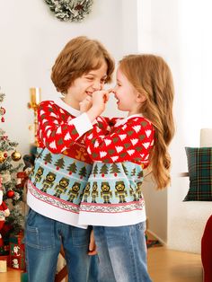 Get ready for the festive season with this hilarious Christmas sweater for couples! Perfect for Christmas parties, family gatherings, and cozy nights in, this sweater is sure to bring a touch of festive cheer to any occasion.
* Please add each size separately to your shopping cart.
* Each size includes 1 top.
* Festive overall Christmas pattern
* Soft and comfortable
* Round neckline
* Long sleeves
* Regular fit
* Funny and festival style 
* Imported
* Suitable for autumn and winter Matching Christmas Sweaters, Family Matching Christmas, Fotos Ideas, Comfy Jumpsuits, Solid Color Sweater, Matching Sweaters, Kimono Pattern, Sleeveless Short Dress, Festival Style