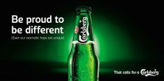 an advertisement for heineken's beer is shown in this image, with the caption be proud to be different