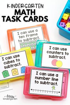 Four plastic containers holding math task cards. Kindergarten Math Tool Kit, Kindergarten Task Boxes Free, Manipulative Organization, Task Box Ideas, Intervention Teacher