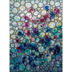 an abstract painting with circles and dots on it