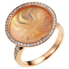 Victor Mayer Trance White Enamel Ring 18k Rose Gold/Yellow Gold with Diamonds Ring Trance, 18k rose gold / yellow gold, vitreous enamel, 57 diamonds total 0.55 ct, G VS Reference: V1431/OP/00/00/106 Material: 18k rose gold / yellow gold Vitreous enamel: opal white Diamonds: 57 diamonds, together 0.55 ct Dimensions: Ø 18.4 mm Edition limited to: 300 pieces We offer this piece of jewellery in yellow, white and rose gold as well as with a large selection of other enamel colours. This piece of jewel Vitreous Enamel, Yellow Rings, Opal White, Enamel Ring, Enamel Jewelry, 00 00, White Enamel, Cluster Ring, Gold Yellow