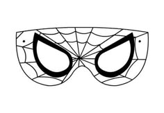 a spiderman mask is shown in black and white, with the eyes drawn out