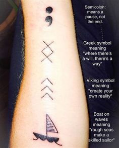 a person with a tattoo on their arm that has an image of a sailboat