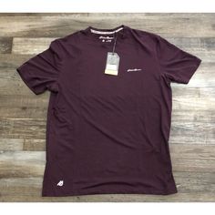 Eddie Bauer Mens Medium Maroon Motion Short Sleeve Shirt New With $68 Tags Burgundy Cotton Short Sleeve Tops, Casual Heather Maroon Crew Neck Top, Casual Burgundy Short Sleeve Top, Burgundy Casual Short Sleeve Top, Casual Burgundy Short Sleeve Shirt, Casual Heather Maroon Cotton Top, Brands Outlet, Eddie Bauer, Casual Button Down Shirts